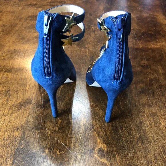 Katy Perry Collections Navy Blue Suede Star-Strap High Heel Sandals - Picture 6 of 16